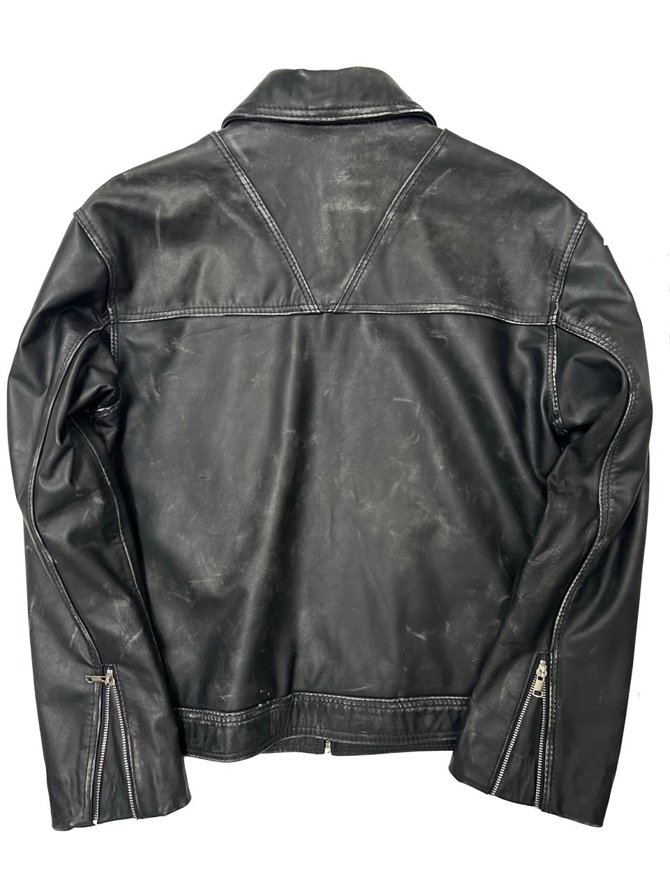 Distressed Genuine Leather Jacket