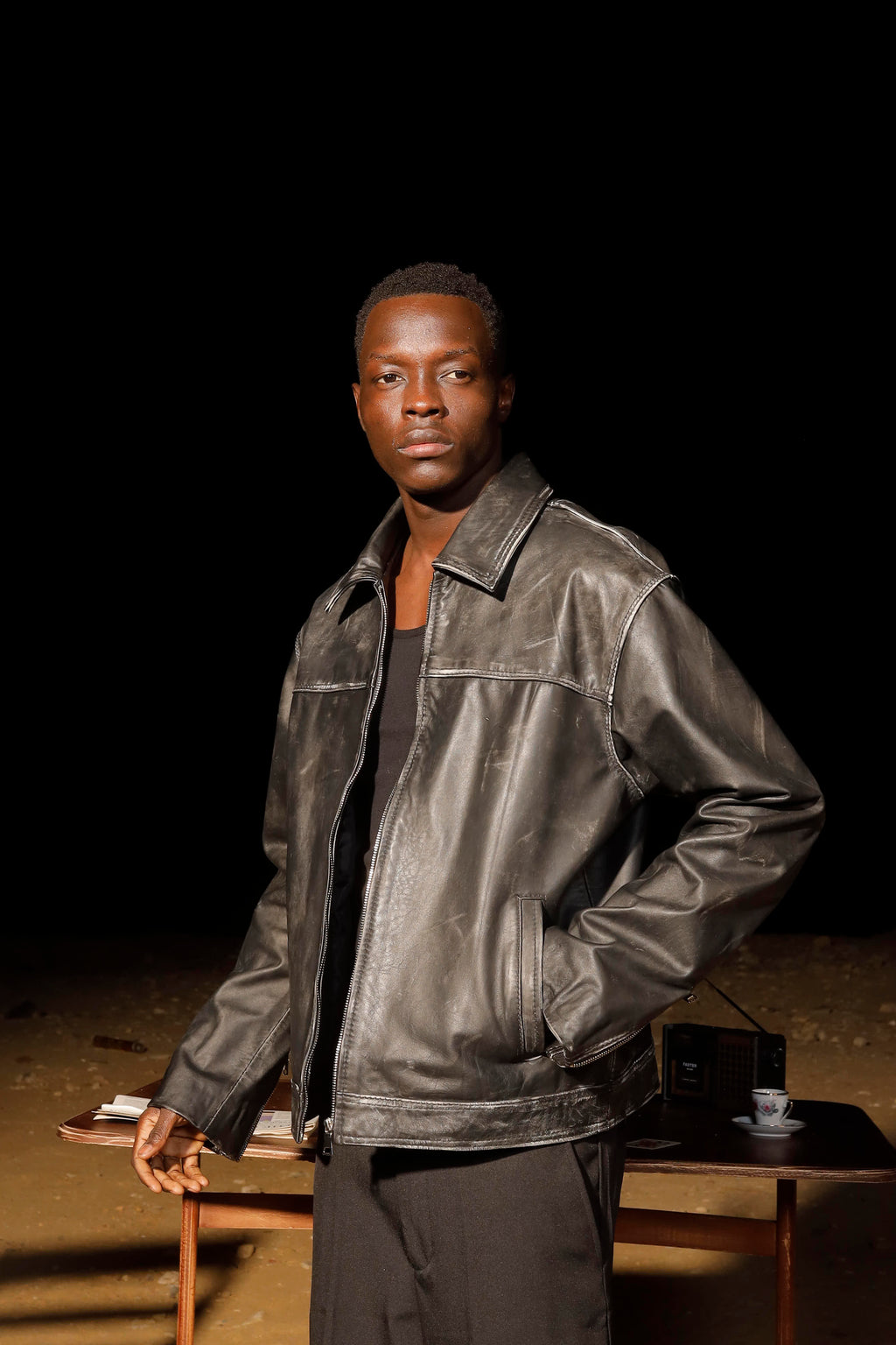 Distressed Genuine Leather Jacket