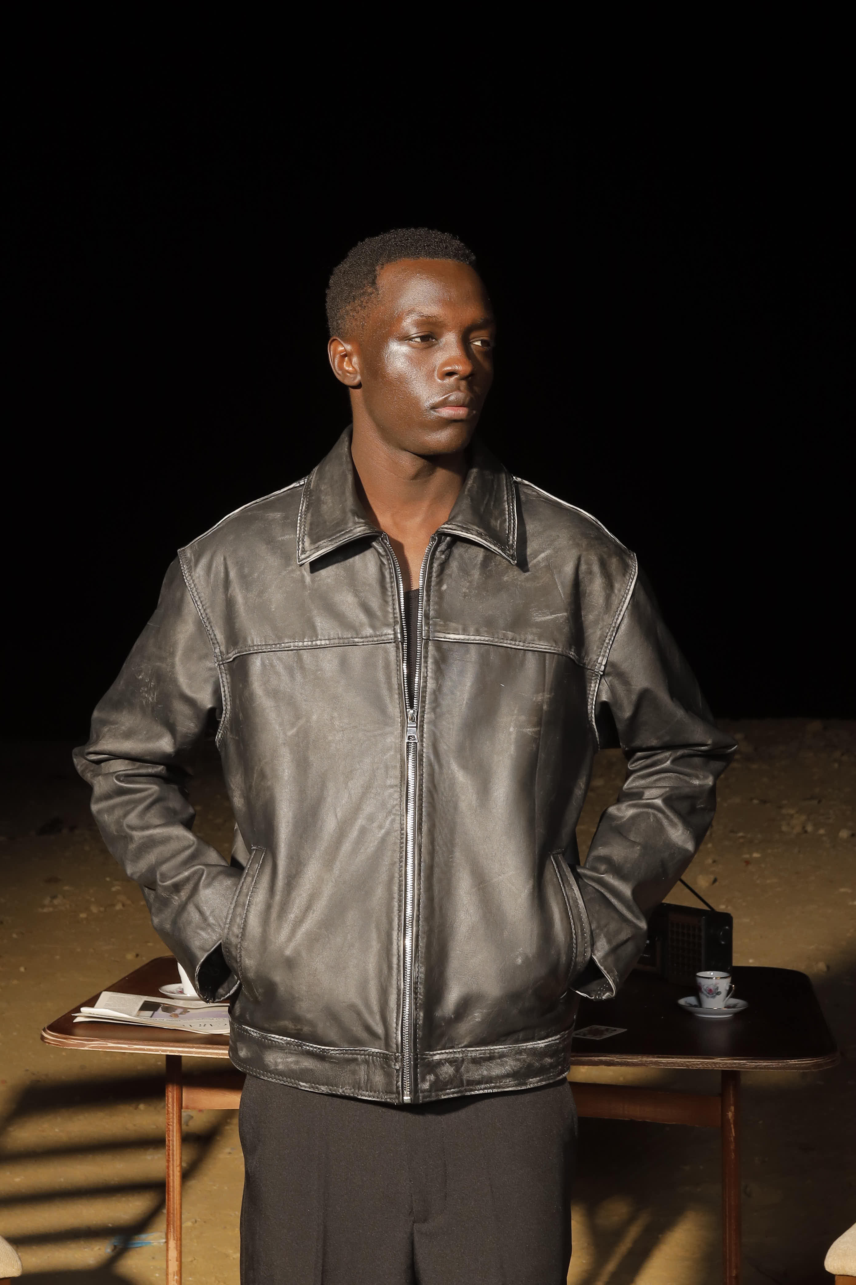 Distressed Genuine Leather Jacket