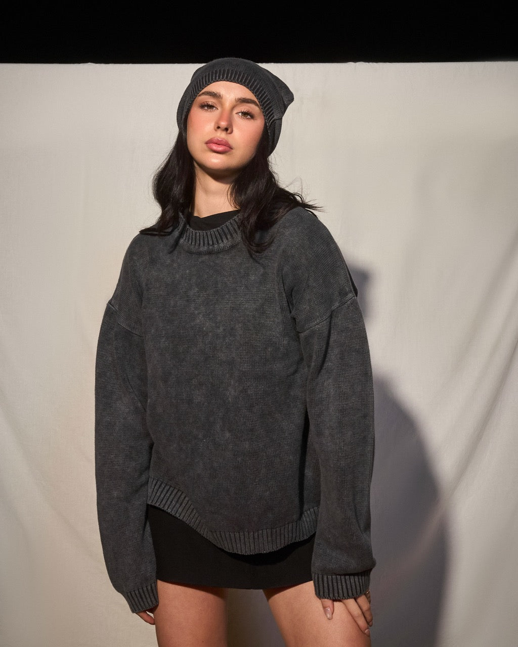 ACID WASHED KNITWEAR SWEATER