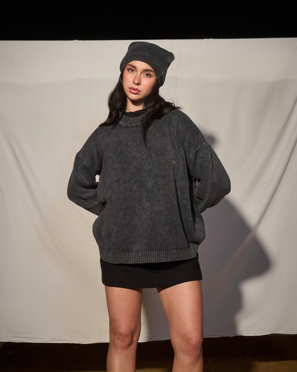ACID WASHED KNITWEAR SWEATER