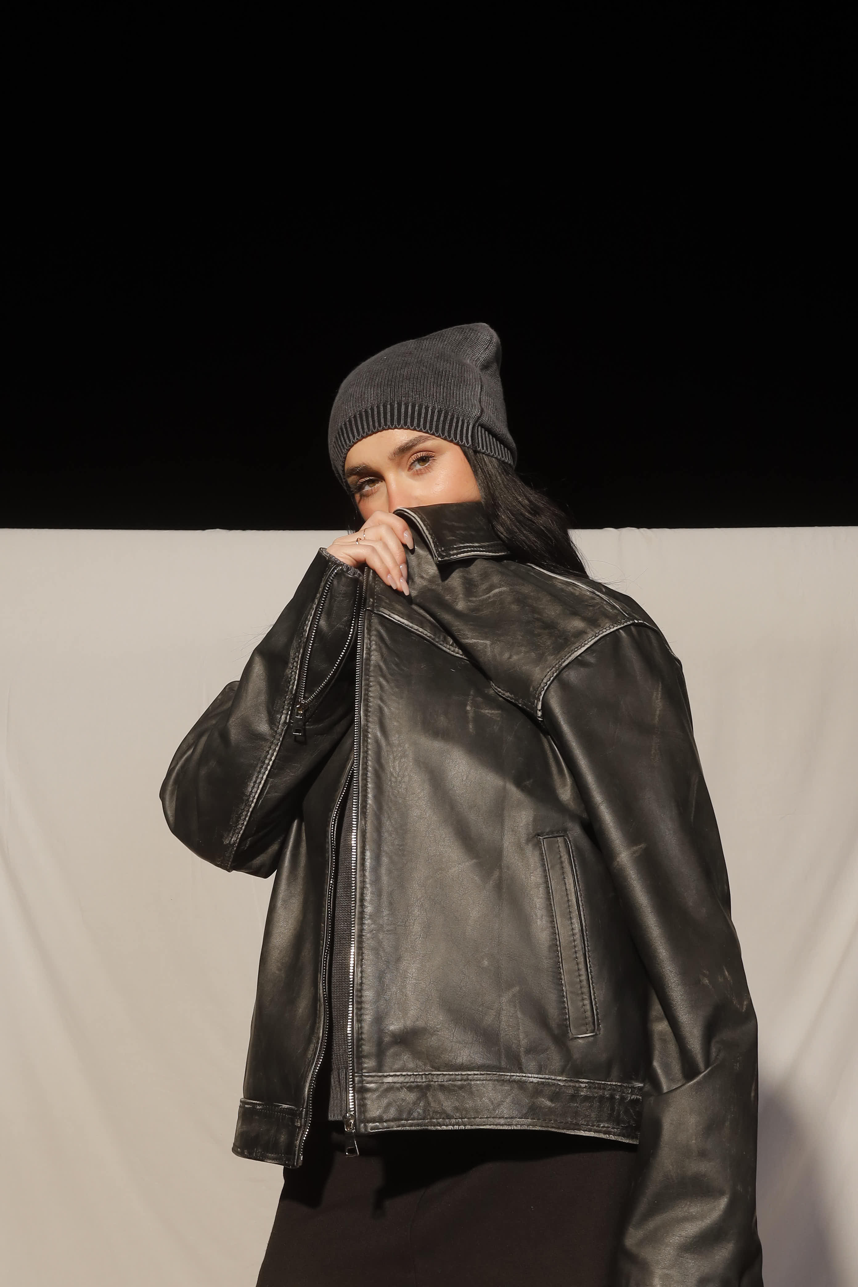 Distressed Genuine Leather Jacket