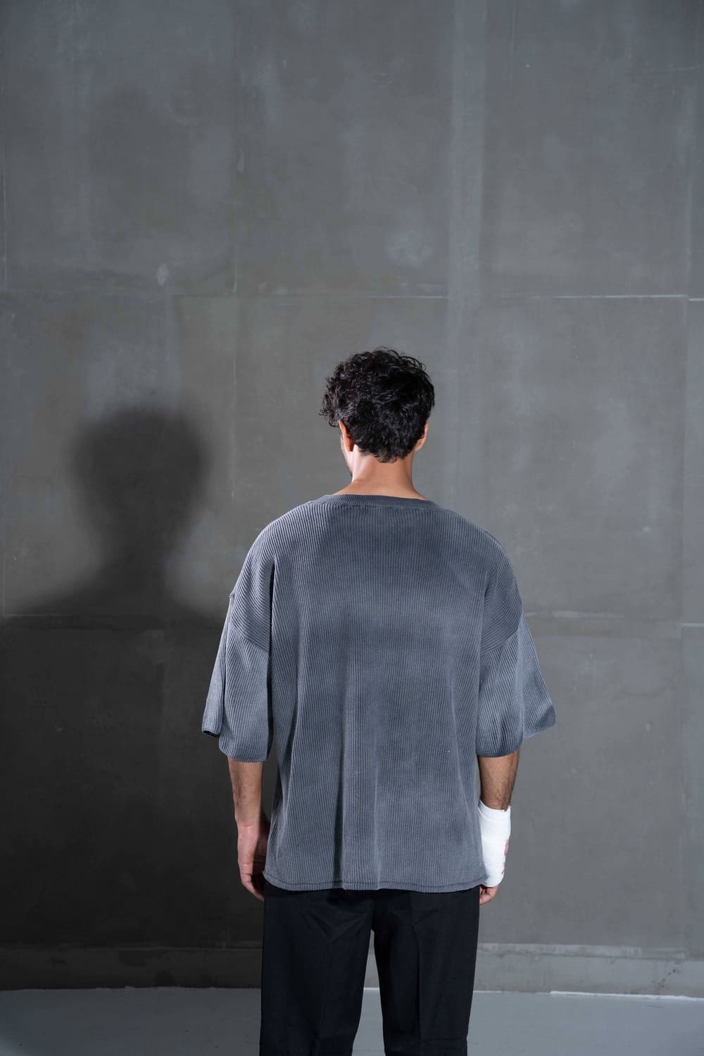 Grey washed knitwear T shirt